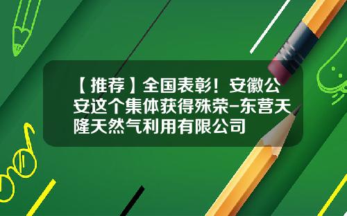 【推荐】全国表彰!安徽公安这个集体获得殊荣-东营天隆天然气利用有限公司