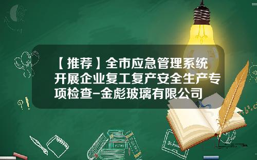 【推荐】全市应急管理系统开展企业复工复产安全生产专项检查-金彪玻璃有限公司