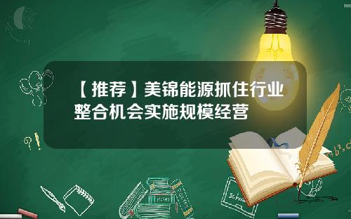 【推荐】美锦能源抓住行业整合机会实施规模经营