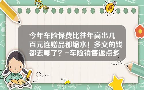 今年车险保费比往年高出几百元连赠品都缩水！多交的钱都去哪了？-车险销售返点多少