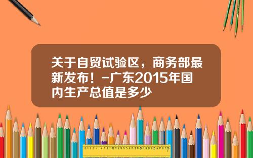 关于自贸试验区,商务部最新发布!-广东2015年国内生产总值是多少
