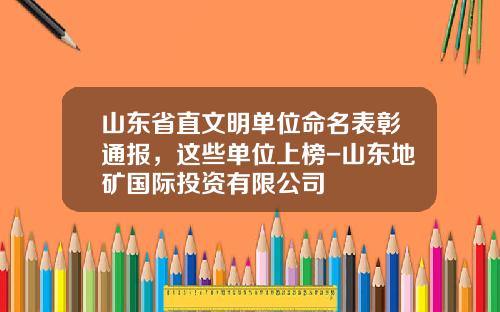山东省直文明单位命名表彰通报，这些单位上榜-山东地矿国际投资有限公司