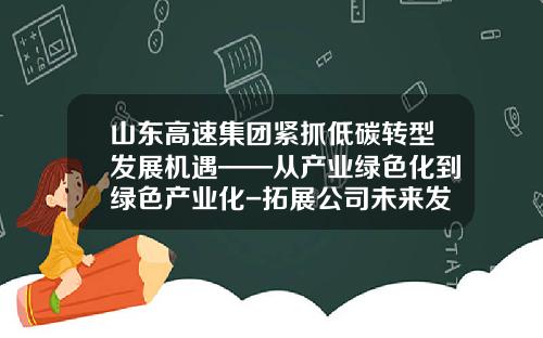 山东高速集团紧抓低碳转型发展机遇——从产业绿色化到绿色产业化-拓展公司未来发展方向