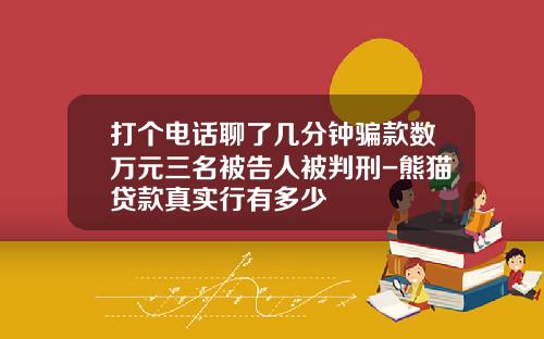 打个电话聊了几分钟骗款数万元三名被告人被判刑-熊猫贷款真实行有多少