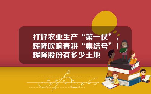 打好农业生产“第一仗”，辉隆吹响春耕“集结号”！-辉隆股份有多少土地