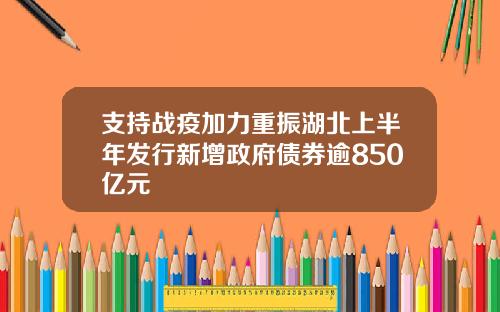 支持战疫加力重振湖北上半年发行新增政府债券逾850亿元