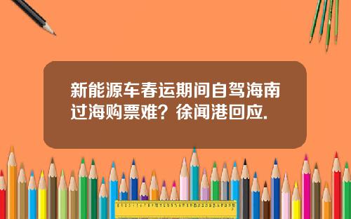 新能源车春运期间自驾海南过海购票难？徐闻港回应.