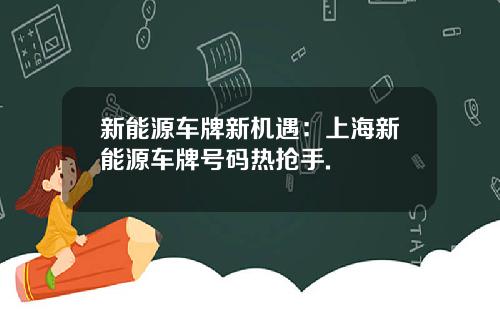 新能源车牌新机遇:上海新能源车牌号码热抢手.