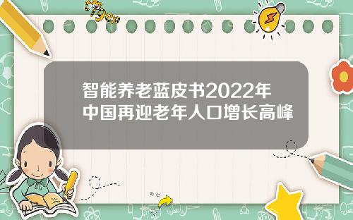 智能养老蓝皮书2022年中国再迎老年人口增长高峰