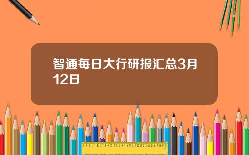 智通每日大行研报汇总3月12日
