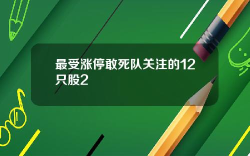 最受涨停敢死队关注的12只股2