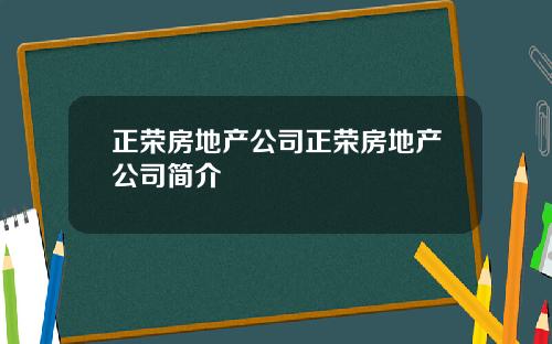 正荣房地产公司正荣房地产公司简介