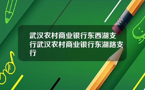 武汉农村商业银行东西湖支行武汉农村商业银行东湖路支行