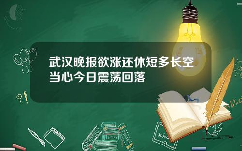 武汉晚报欲涨还休短多长空当心今日震荡回落