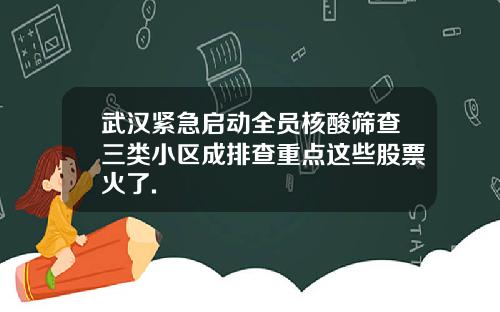 武汉紧急启动全员核酸筛查三类小区成排查重点这些股票火了.