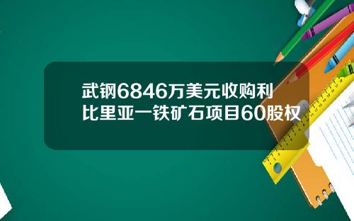 武钢6846万美元收购利比里亚一铁矿石项目60股权