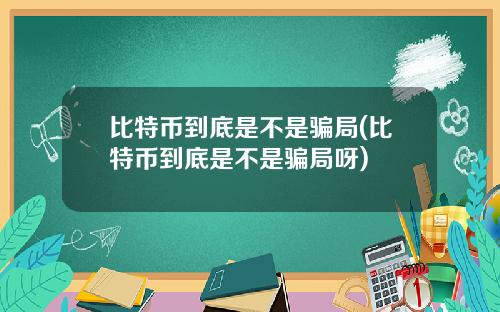 比特币到底是不是骗局(比特币到底是不是骗局呀)
