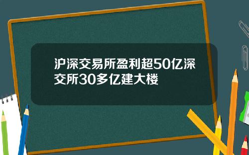 沪深交易所盈利超50亿深交所30多亿建大楼