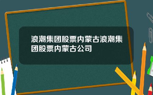 浪潮集团股票内蒙古浪潮集团股票内蒙古公司