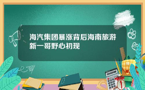 海汽集团暴涨背后海南旅游新一哥野心初现
