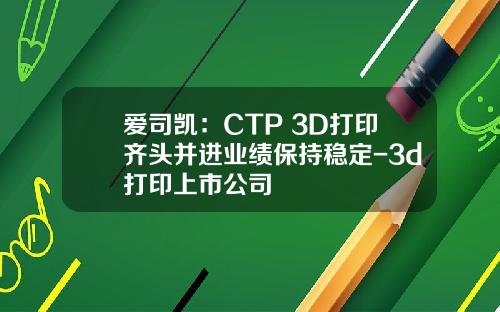 爱司凯：CTP+3D打印齐头并进业绩保持稳定-3d打印上市公司