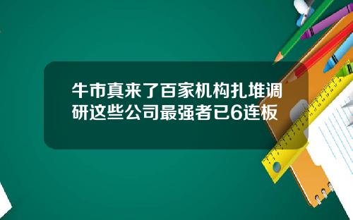 牛市真来了百家机构扎堆调研这些公司最强者已6连板