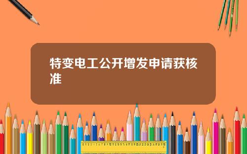 特变电工公开增发申请获核准