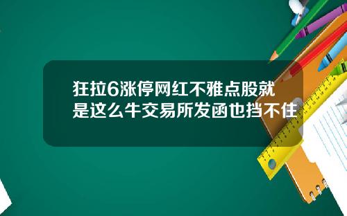 狂拉6涨停网红不雅点股就是这么牛交易所发函也挡不住