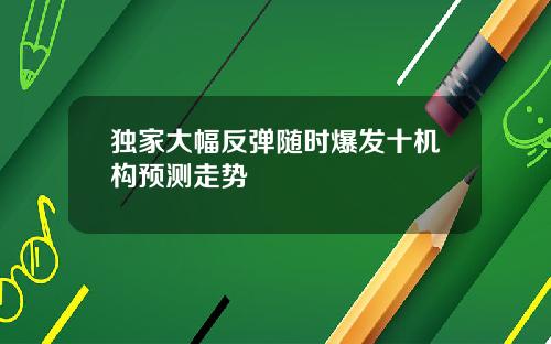 独家大幅反弹随时爆发十机构预测走势