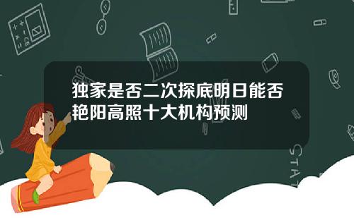 独家是否二次探底明日能否艳阳高照十大机构预测
