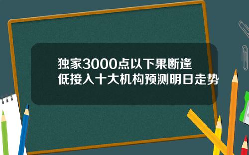 独家3000点以下果断逢低接入十大机构预测明日走势