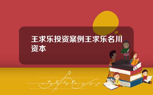 王求乐投资案例王求乐名川资本