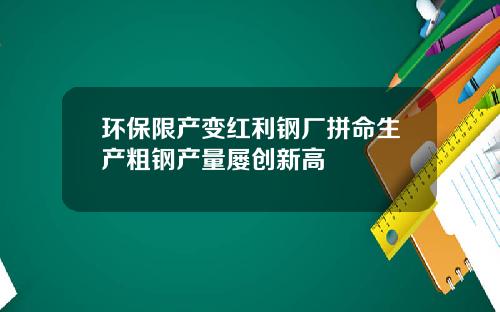 环保限产变红利钢厂拼命生产粗钢产量屡创新高