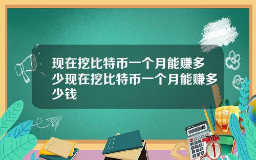 现在挖比特币一个月能赚多少现在挖比特币一个月能赚多少钱