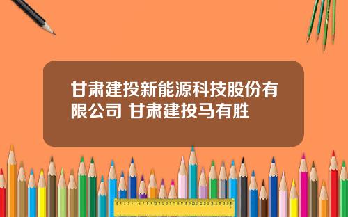 甘肃建投新能源科技股份有限公司 甘肃建投马有胜