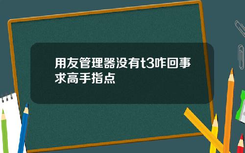 用友管理器没有t3咋回事求高手指点