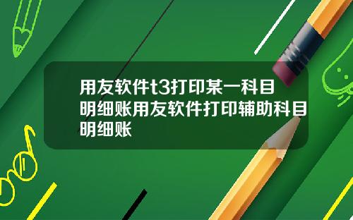 用友软件t3打印某一科目明细账用友软件打印辅助科目明细账