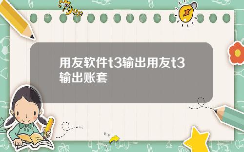 用友软件t3输出用友t3输出账套