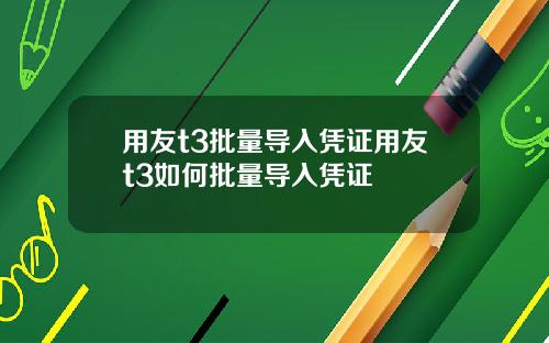 用友t3批量导入凭证用友t3如何批量导入凭证