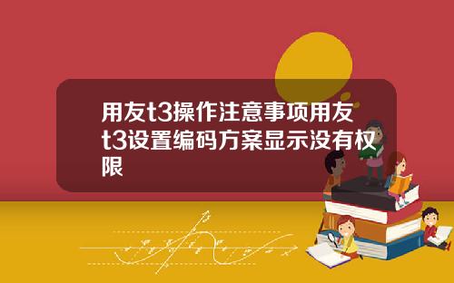 用友t3操作注意事项用友t3设置编码方案显示没有权限