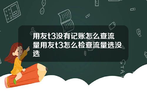 用友t3没有记账怎么查流量用友t3怎么检查流量选没选