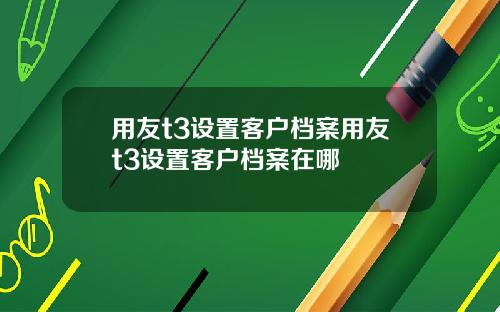 用友t3设置客户档案用友t3设置客户档案在哪
