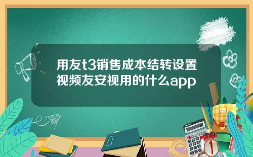用友t3销售成本结转设置视频友安视用的什么app