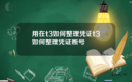 用在t3如何整理凭证t3如何整理凭证断号