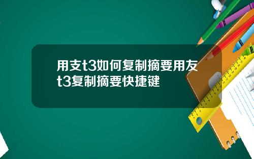 用支t3如何复制摘要用友t3复制摘要快捷键