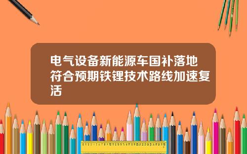 电气设备新能源车国补落地符合预期铁锂技术路线加速复活