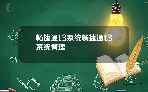 畅捷通t3系统畅捷通t3系统管理