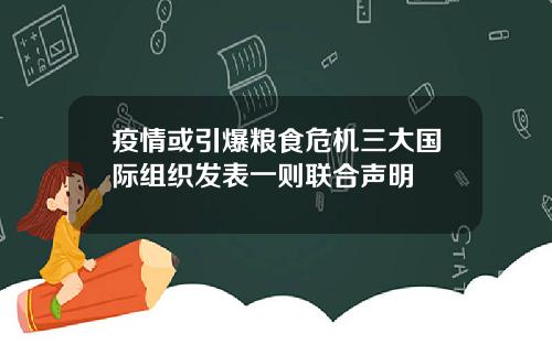 疫情或引爆粮食危机三大国际组织发表一则联合声明