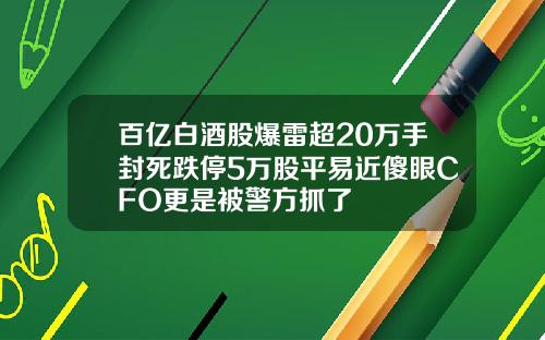 百亿白酒股爆雷超20万手封死跌停5万股平易近傻眼CFO更是被警方抓了