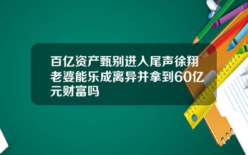 百亿资产甄别进入尾声徐翔老婆能乐成离异并拿到60亿元财富吗